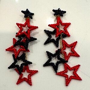 VINTAGE Richard Kerr Bi-color Dangle Star Jeweled
Clip Earrings